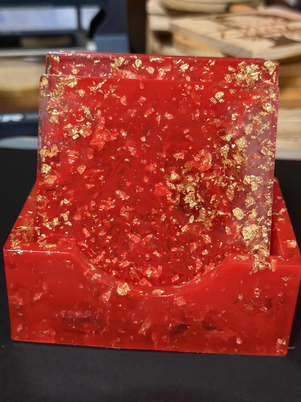 Red w/ Clear & Gold Flakes