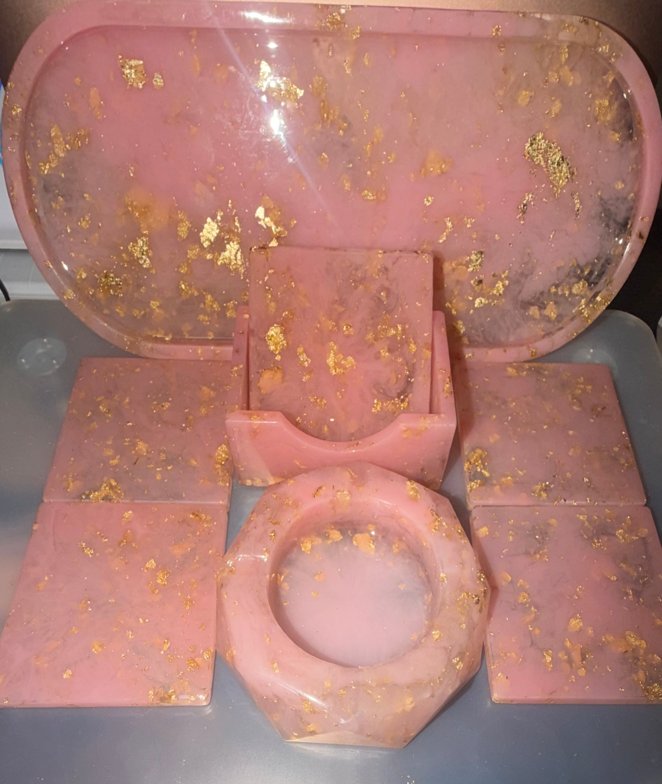 Marble Pink w/Clear & Gold Flakes