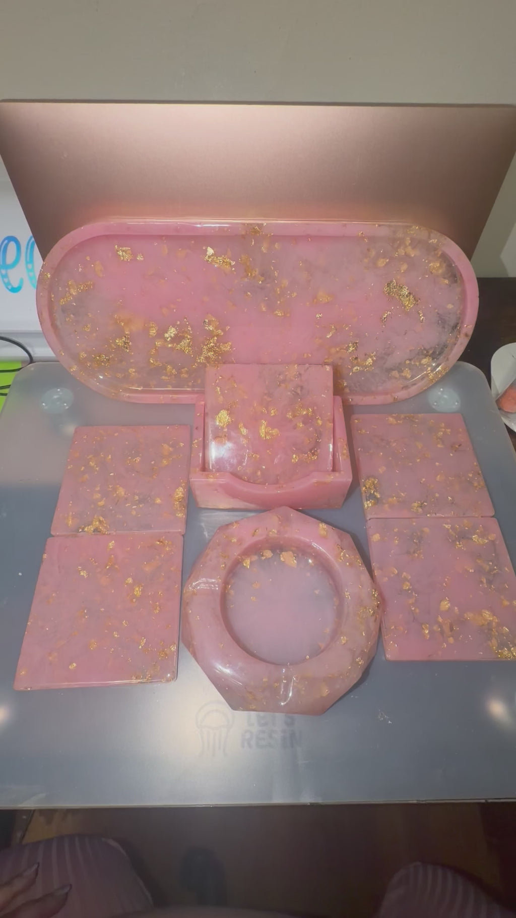 Marble Pink w/Clear & Gold Flakes
